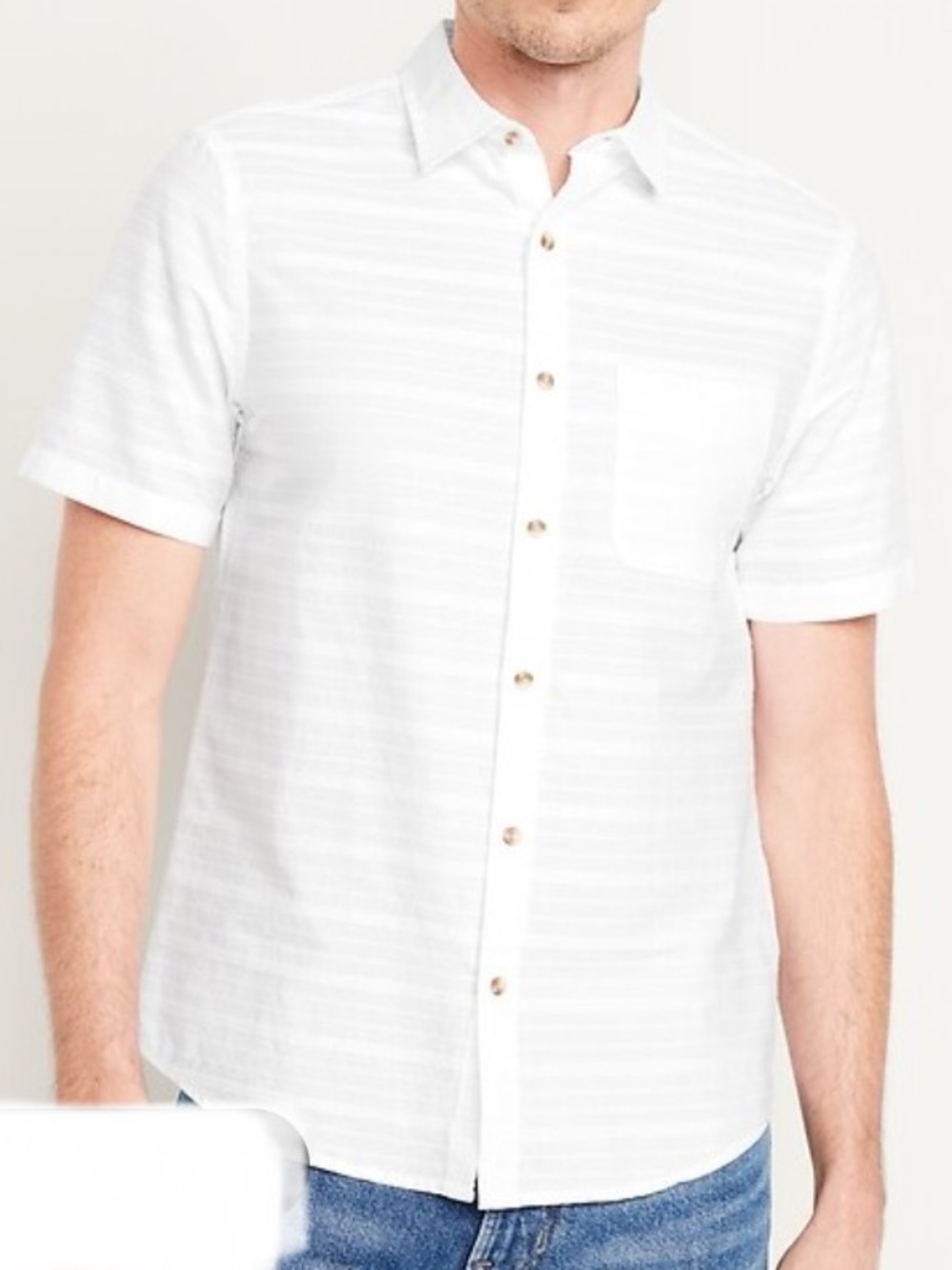 Old Navy Men’s White Short Sleeve Casual Button Down Cotton Shirt